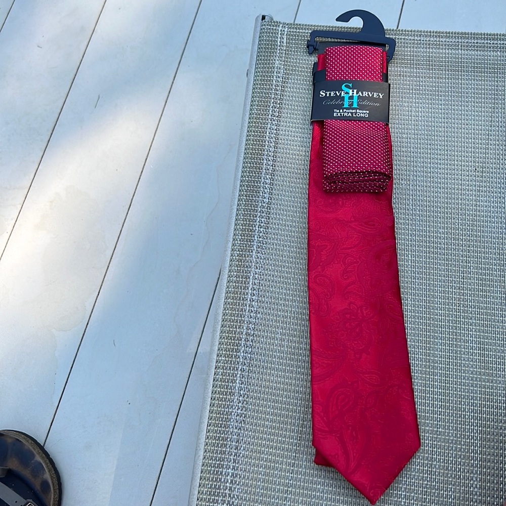 Steve Harvey Tie & Pocket Square Extra Long
